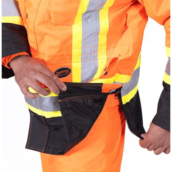 PIONEER Unisex Waterproof 7-in-1 Safety Parka Coat 3XL Hi-Vis Orange NWT - Picture 3 of 13
